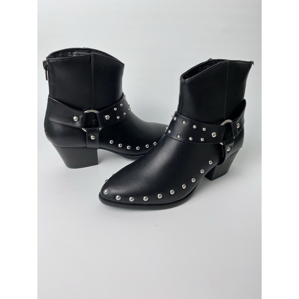 New Portland Women’s Studded Black Ankle Boots 7 M Zipper Buckle